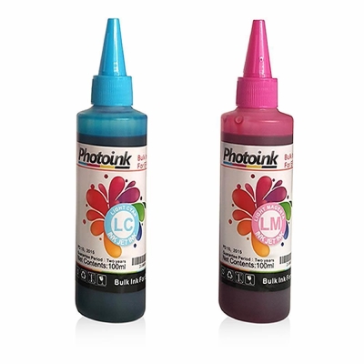 2 x 100ml Premium Epson Uyumlu Light Cyan Light Magenta Fotoğraf Mürekkebi
