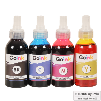 GoInk Brother BTD100 CMYK 4 Renk Mürekkep Seti – 4×100 ml (Muadil)