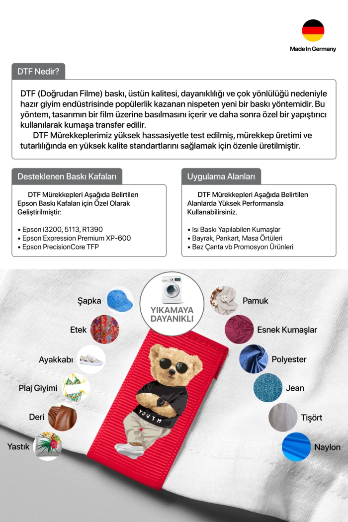 Goink DTF Tekstil Baskı Mürekkebi Sarı 1000ml | Profesyonel Baskı Çözümü