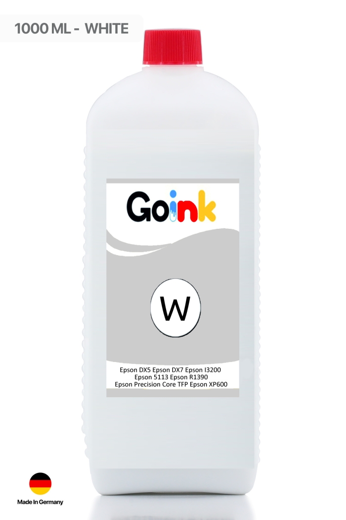 Goink DTF Tekstil Baskı Mürekkebi Beyaz 1000ml | Profesyonel Baskı Çözümü