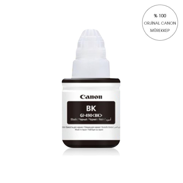 Canon G1400 Canon G2400 Canon G3400- GI 490 Yazıcılar için uyumlu 135 ml Siyah ORJİNAL Mürekkep GI-490